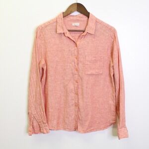 Garnet Hill Linen Button Down Orange‎ Size 6